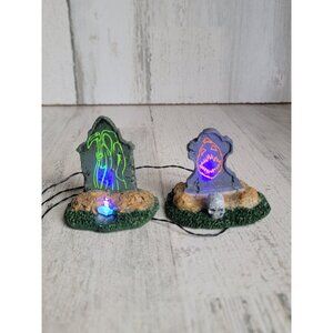 Lemax backlit tombstones pumpkin Grim Reaper spooky town accessory